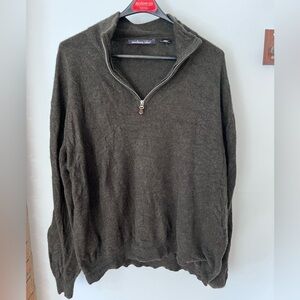 Men's Dark Green 100% Cashmere Zip-Up Sweater